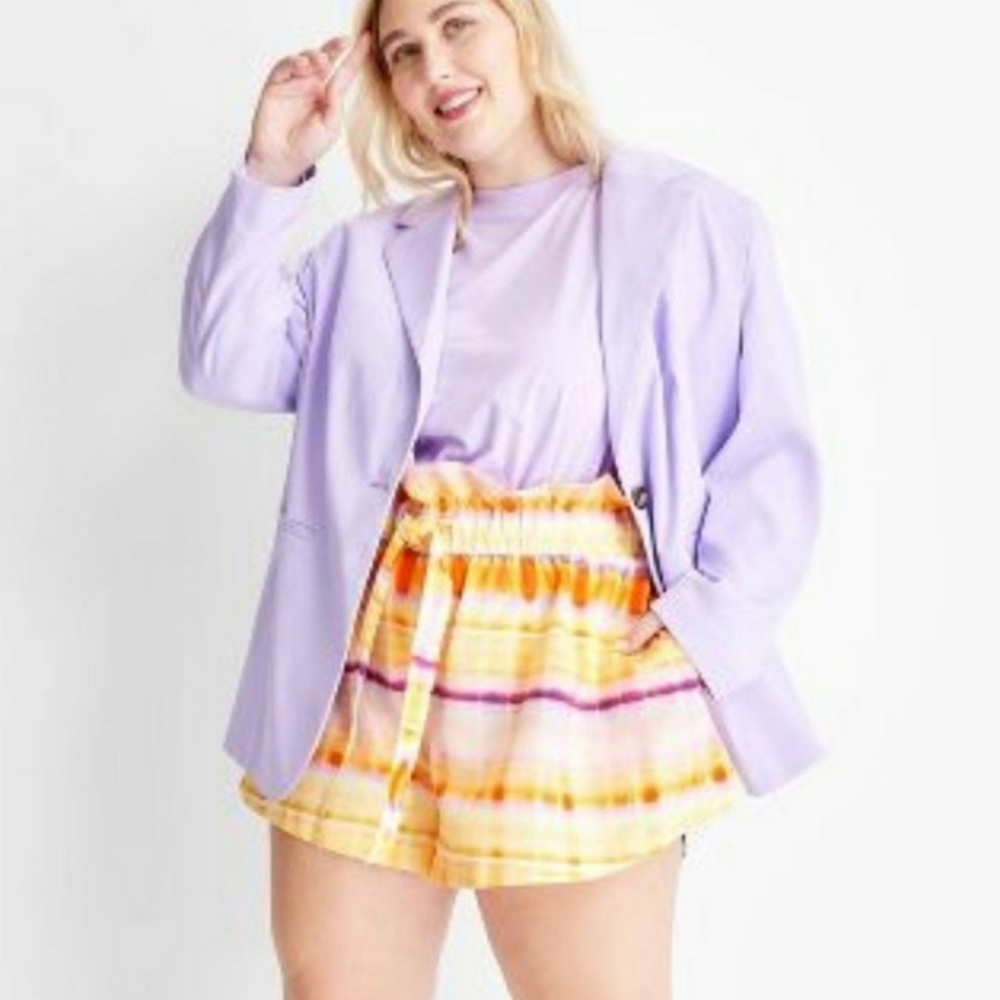 Future Collective Tie-Waist Paperbag Loose Fit Purple Orange Yellow Fun Shorts